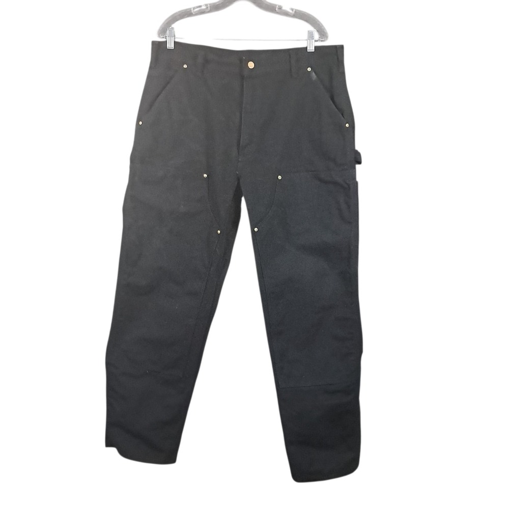 VTG Carhartt B01 Black Denim Double Knee Carpenter Jeans 38x31 Heavy Duty USA